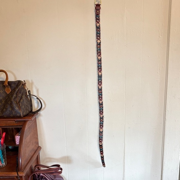 Patricia Nash Multicolor Braided Leather Belt with Brass Buckle main image 4